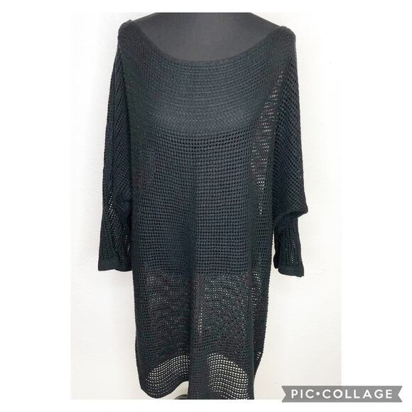 Soft Surroundings black open knit sweater tunic / dress size Missy One Size OS - Picture 1 of 13
